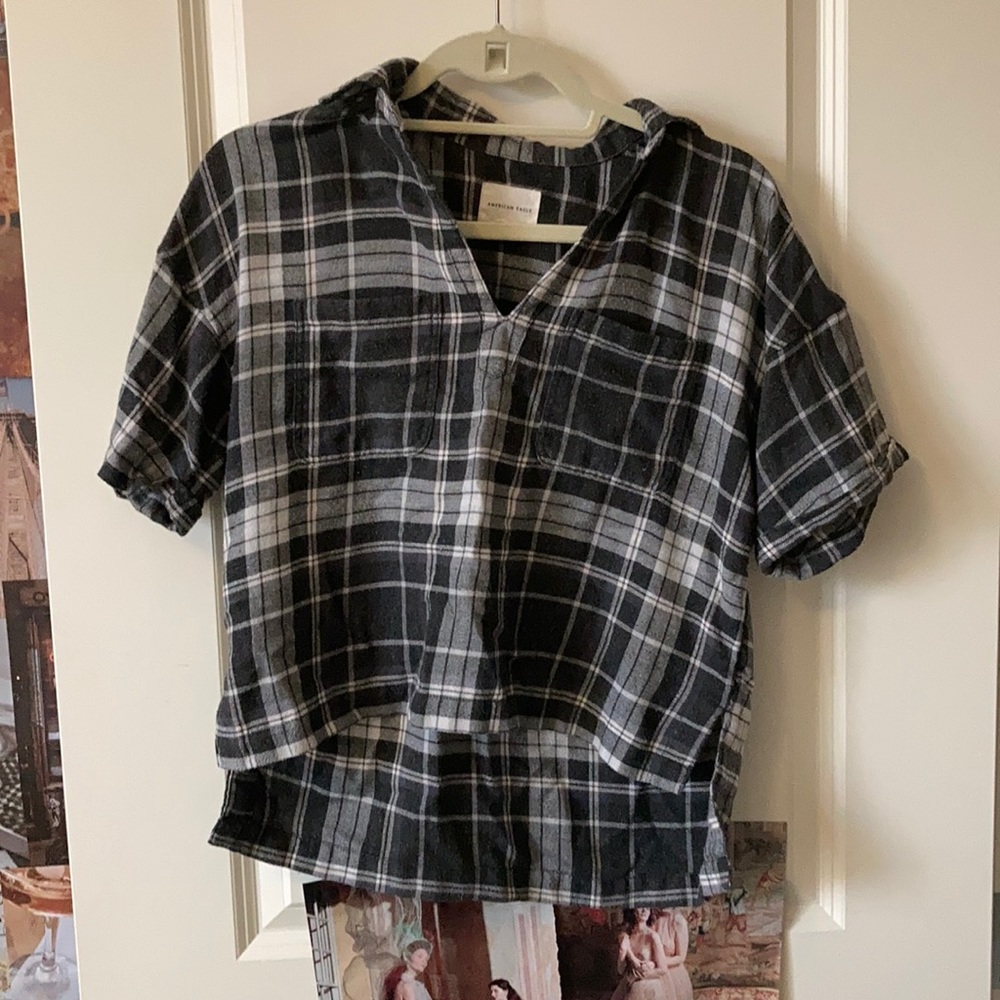 american eagle cropped flannel